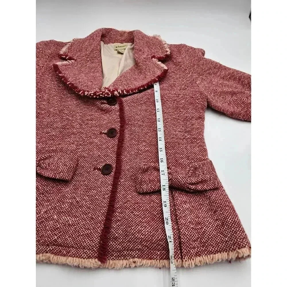 Elevenses Women's 4 Red Wool Holiday Bow Jacket/Blazer Anthropologie - Picture 4 of 8